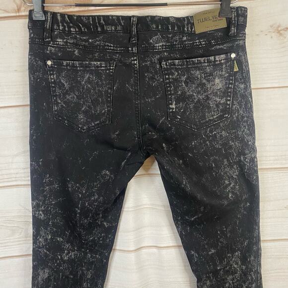 TwelveK New York Black Acid Wash Button Fly Skinny Jeans Size Large - Picture 4 of 6